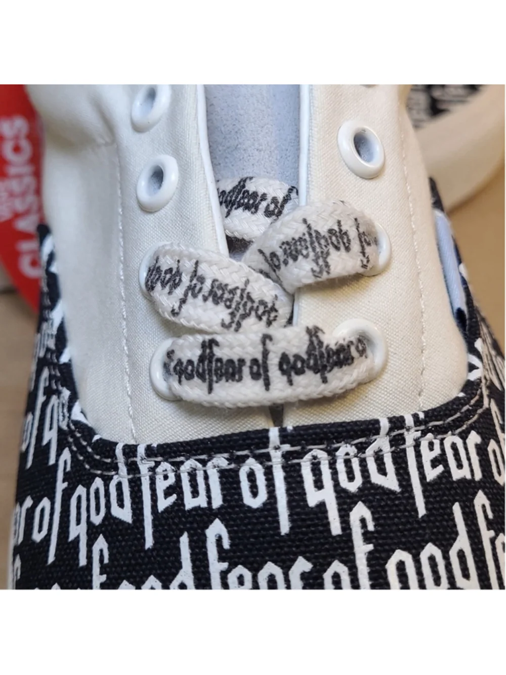 Vans Era X Fear Of God 95 Black White Canvas Shoes Size 4.5 Men's